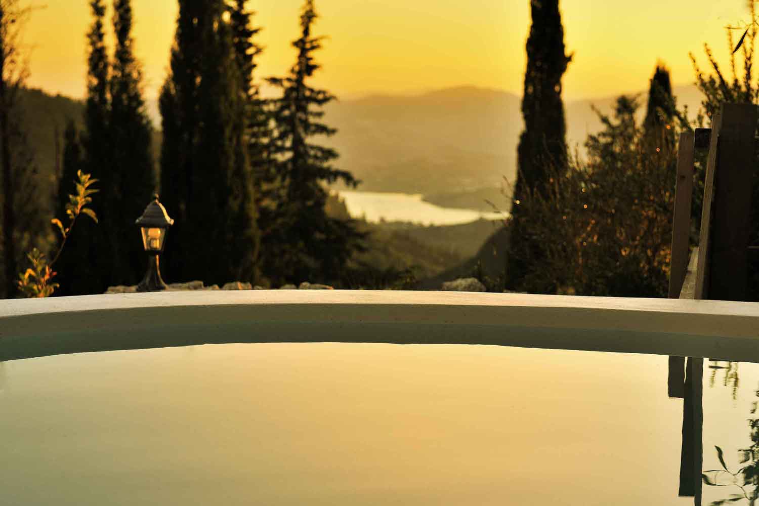 private pool villa in Greece, amazing sunrise view