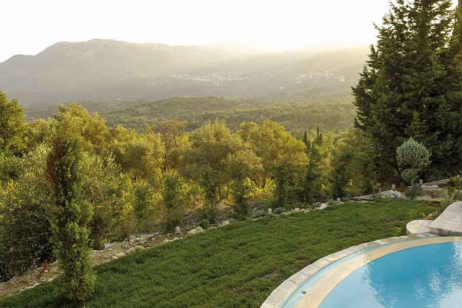 private pool villa to rent, breathtaking view from garden
